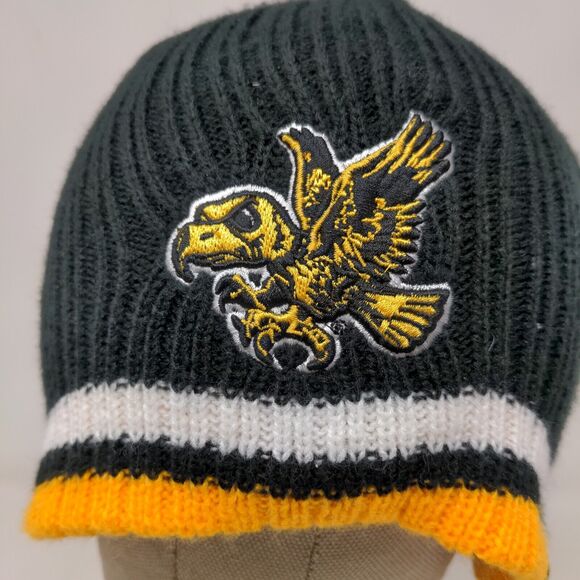 Franchise Club Iowa Hawkeyes Men's Knit Beanie Hat Black Embroidered Bird Logo - Picture 4 of 12